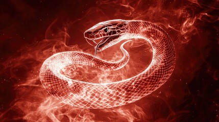 Poster - Fiery snake creature digital art creation abstract environment vibrant color contrast fantasy concept for visual impact