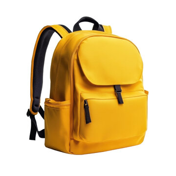 Bright yellow backpack with multiple compartments for daily use