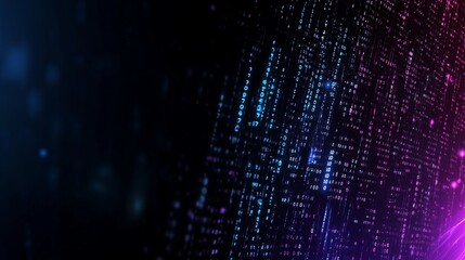 Poster - Vibrant digital patterns illuminate a dark background in a modern tech design concept