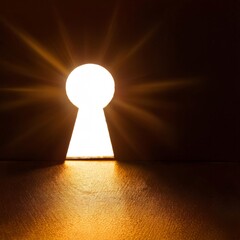 Poster - Golden light shining through keyhole creates dramatic effect