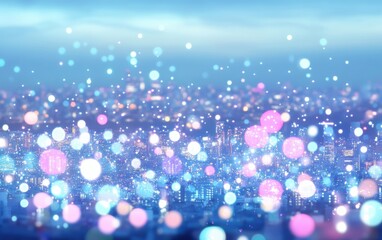 Poster - A vibrant cityscape adorned with colorful bokeh lights depicting urban nightlife.