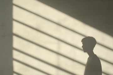 Poster - Silhouette of a person a wall with dramatic shadow lines.