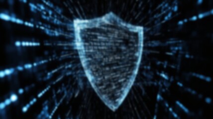 Poster - Digital shield representing cybersecurity and data protection concepts.