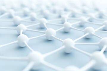 Poster - abstract network design with interconnected white nodes and blurred blue background.