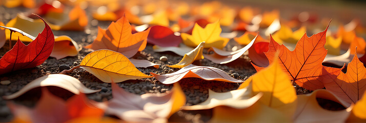 Wall Mural - A beautiful display of colorful autumn leaves blankets the ground, capturing the essence and warmth of the fall season perfectly._00001_