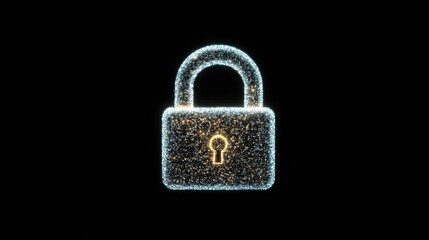 Poster - Glowing lock symbol representing security and protection in format.