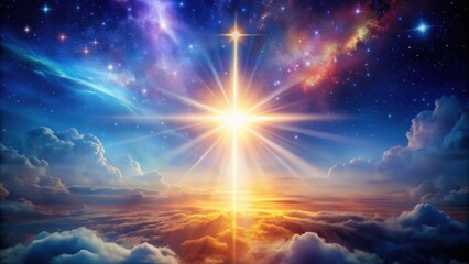 Wall Mural - Religious celestial sky with aura of soul, divine, spiritual, heaven, celestial, ethereal, mystical, aura, soul, light, rays