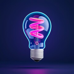 Poster - Innovative concept for a mobile app. A creative solution or idea for designing a web banner or landing page for a cutting-edge company, featuring a photo of a light bulb in lightning.