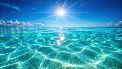 Wall Mural - Vibrant abstract blur of light on clear ocean water, creating a serene background, Ocean, Water, Light, Blur, Abstract