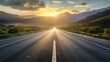 © Anas - Asphalt Road Leading Towards the Setting Sun in Mountains