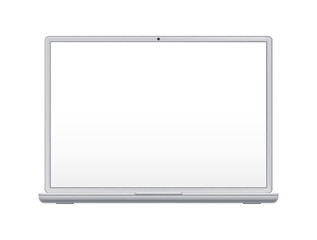 Poster - Blank screen of laptop with camera, realistic illustration. Isolated personal computer with empty monitor, mockup or advertisement copy space. Device and modern gadgets presentation
