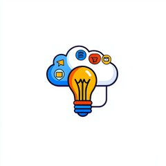 Poster - An imaginative illustration of a light bulb connected to clouds, signifying novel ideas and cloud computing.