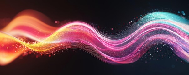 Colorful wave illustration with dynamic flow on a dark background.