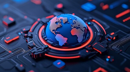 Poster - Online business transactions in financial technology with a digital 3D background.