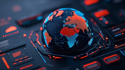 Poster - Fintech online business transactions depicted with a digital 3D background.