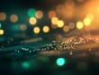 © Elena - A straight-on view showcases vibrant binary code layered over a blurred circuit board, enhanced by green and blue bokeh lights adding a dynamic depth