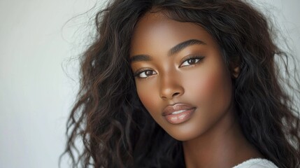 Wall Mural - a model with flowing, healthy hair styled in loose waves, displaying the beauty of well-maintained h
