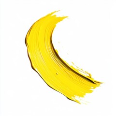 Aufkleber -  A single, thick brushstroke of bright yellow paint on an isolated white background, creating the appearance of a crescent moon or curved line.