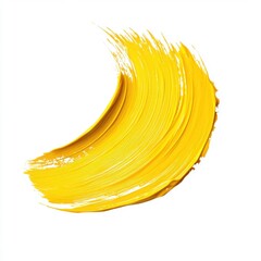 Aufkleber - Yellow paint brush stroke on a white background, isolated and close-up. Abstract paint line for decor and design elements.