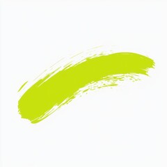 Aufkleber - A single, bright lime-green brushstroke on a white background. Abstract, paint line for decor and design elements.