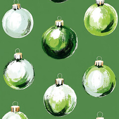 Wall Mural - Bright green Christmas ornaments on festive green background create cheerful holiday atmosphere. Perfect for seasonal decorations and celebrations