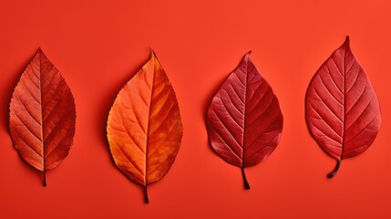 Canvas Print - leaves orange red background