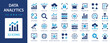 © Jan - Data analytics flat icons collection. Data collection, search and analysis. Database, statistics, server, monitoring.