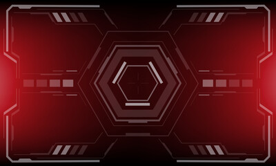 Wall Mural - HUD sci-fi interface screen view white circular geometric design virtual futuristic technology creative display on red vector