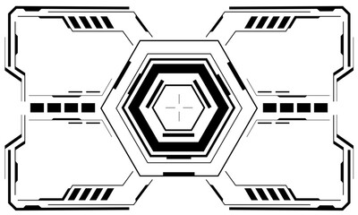 Poster - HUD white sci-fi interface screen view grey geometric design virtual reality futuristic technology creative display on white vector