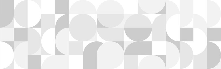 Wall Mural - white trendy seamless background of circles and squares in modern scandinavian style. cover of gray 
