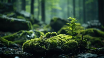 Wall Mural - forest background dark green