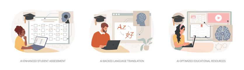 Poster - Artificial Intelligence in Education abstract concept vector illustrations.