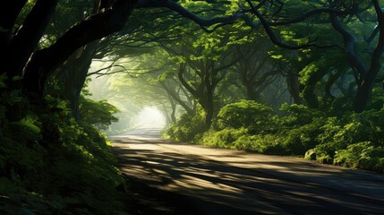 Wall Mural - forest coastline road