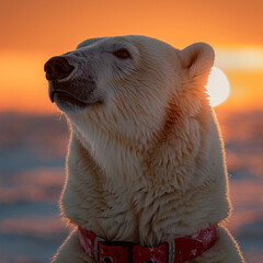 Beautiful white polar bear in nature