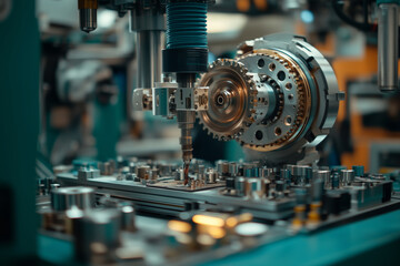 Poster - Mechanic skillfully disassembling machinery in a time-lapse setting