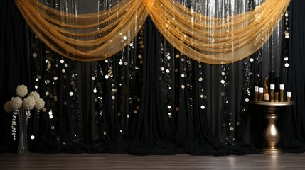 Wall Mural - sequins black and gold backdrop