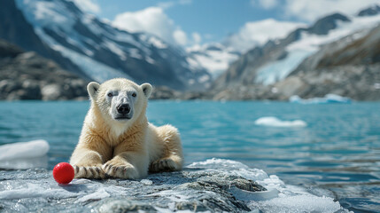 Beautiful white polar bear in nature