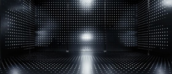Poster - Minimalist design meets futuristic metallic grids an abstract modern space perspective