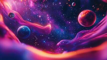 Poster - Exploring cosmic wonders space-inspired galaxy patterns with stars and planets
