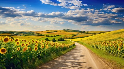 Wall Mural - golden road field