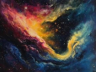 Wall Mural - vivid depiction of the cosmos with swirling galaxies and vibrant nebulae, set against a vast, starli