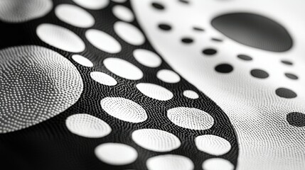 Poster - Close-up of dynamic monochromatic dot patterns in artistic design studio