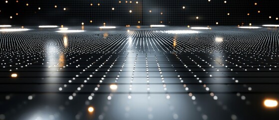 Poster - Modern aesthetics futuristic minimalist metallic silver grid patterns in digital space