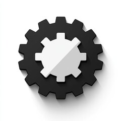 Poster - Black and white gear icon with shadow.