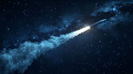 Wall Mural - launching a rocket at a space base, using a sky background.