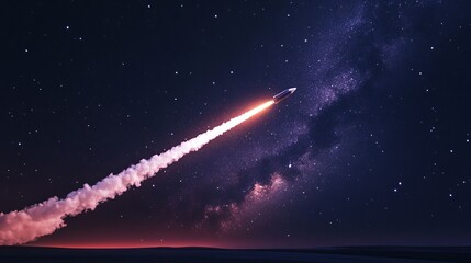 Wall Mural - launching a rocket at a space base, using a sky background.