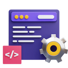 PNG 3D software development icon isolated on a white background