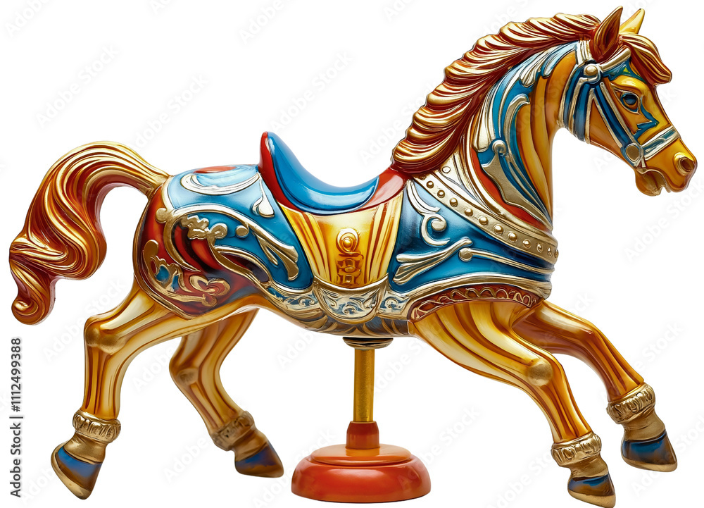 Vintage carousel horse from merry-go-round isolated, antique amusement ...