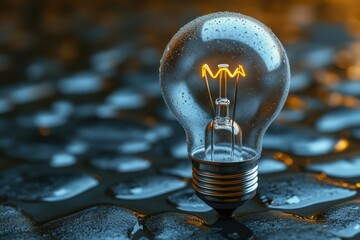 Poster - A bright light bulb sits on top of a computer keyboard, ready for use