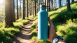 © PabloStock - Turquoise Water Bottle on Forest Trail